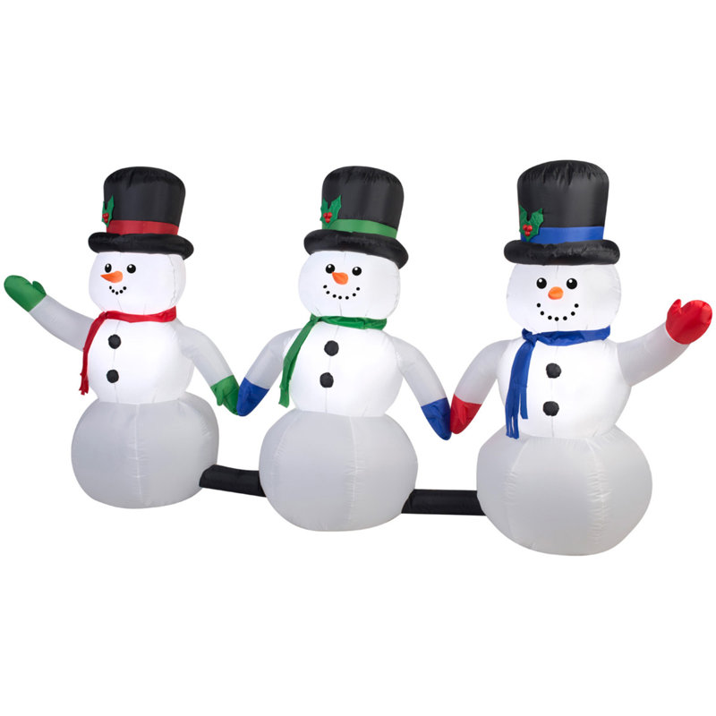 The Holiday Aisle Airblown 3 Piece Light Show Snowman Pathway with 3